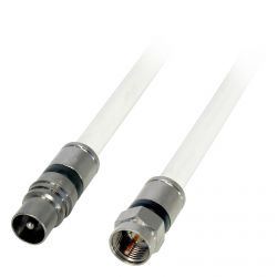 Extensão coaxial F macho - IEC macho Branco 3m Televes