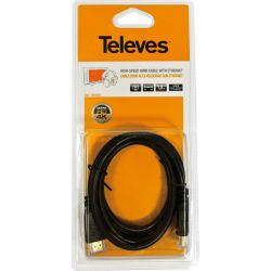 Cabo HDMI de alta velocidade com Ethernet macho - macho 3m Preto Televes