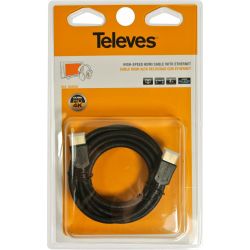 Cable HDMI Alta Velocidad con Ethernet macho - macho Negro 3m Televes