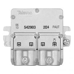 Mini-distribuidor com conector PAU 5-2400MHz EasyF 2 saídas Televes 4,5/4,3dB