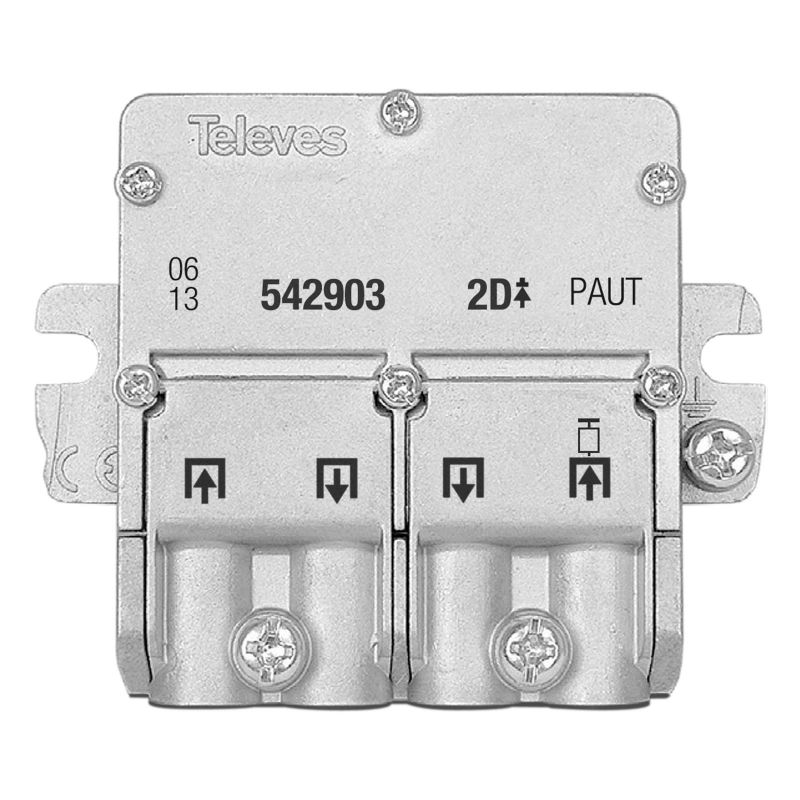 Mini-distributeur avec connecteur PAU 5-2400 MHz EasyF 2 sorties 4.5/4.3dB Televes