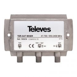 Mezclador MATV-FI 2e/1s F 47..790-950..2400MHz + DC Televes