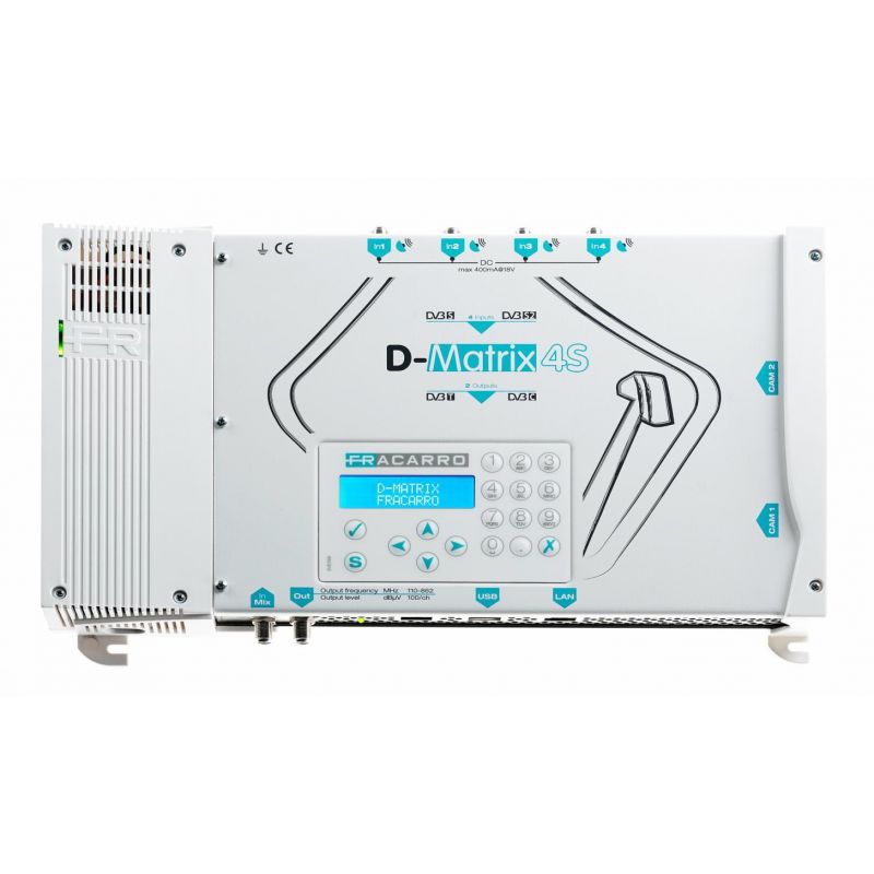 Converter SAT / DTT D-MATRIX Fracarro QUAD-4S DVBS / S2 2 outputs DVBT / C - 2 slot CI + USB Player