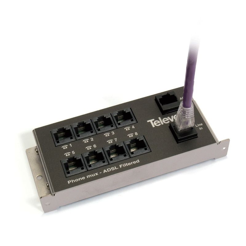 Passive multiplexer RJ45 (1 male-9 females) with hose 0.2m LSFH Televes