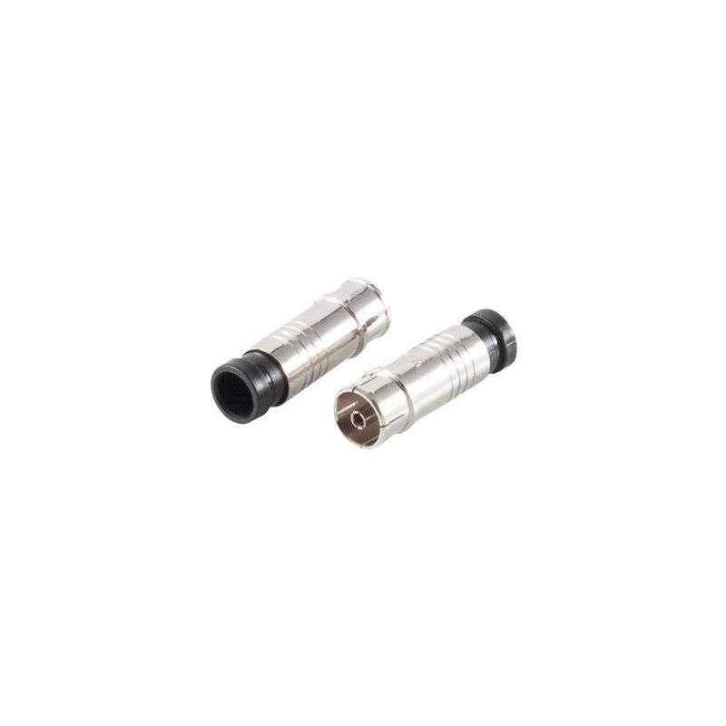 Conector de compresión IEC hembra para cable de 7.2mm, Níquel