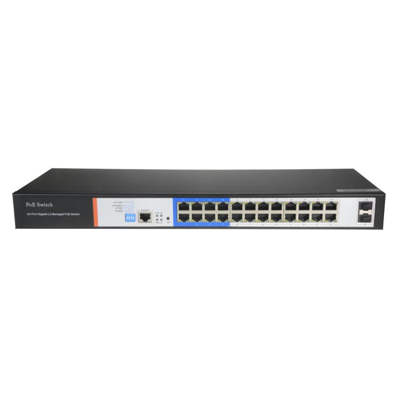 SW2624POE-MGF-250 - Switch PoE, 24 puertos PoE + 2 Gigabit, Velocidad…