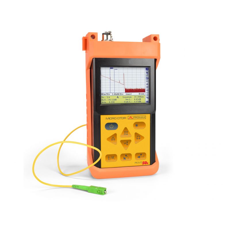 Promax PROLITE-50B OTDR monomode portable. Double fenêtre 1310/1550 0,3-240 km 28/28 dBs (adaptateur SC/APC inclus)