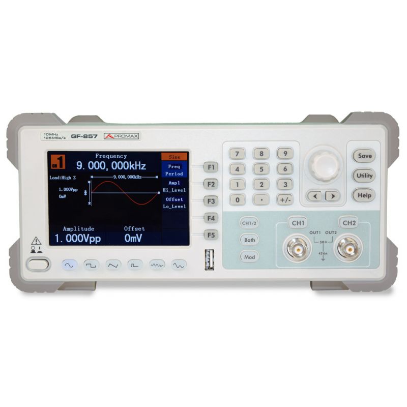 Promax GF-857 Générateur de fonctions à double fonction arbitraire 10 MHz, USB 125 Ms/s, Modulations numériques