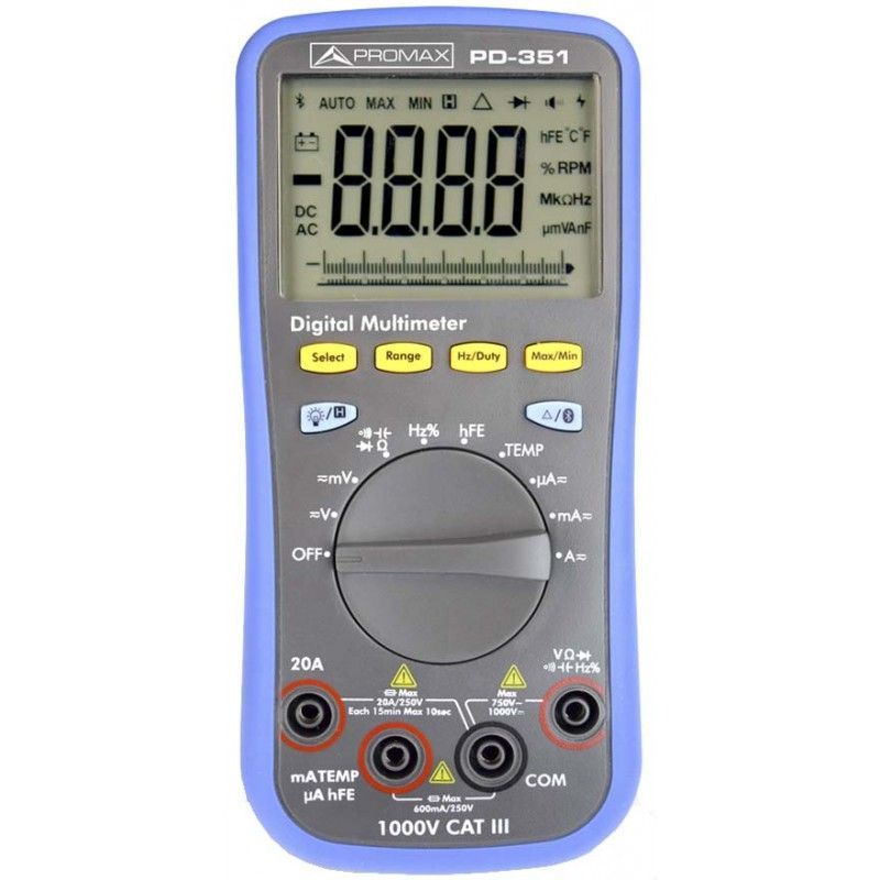 Promax PD-351 Digital multimeter and Bluetooth (includes transport bag)