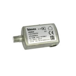 Amplificador de linea UHF 1e/1s enchufable 13dB 470...694MHz (C.48), Conector "F" Televes