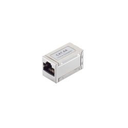 Adaptador de emenda RJ45, CAT 6a, STP, Fêmea-Fêmea, fino, prateado (8 fios)