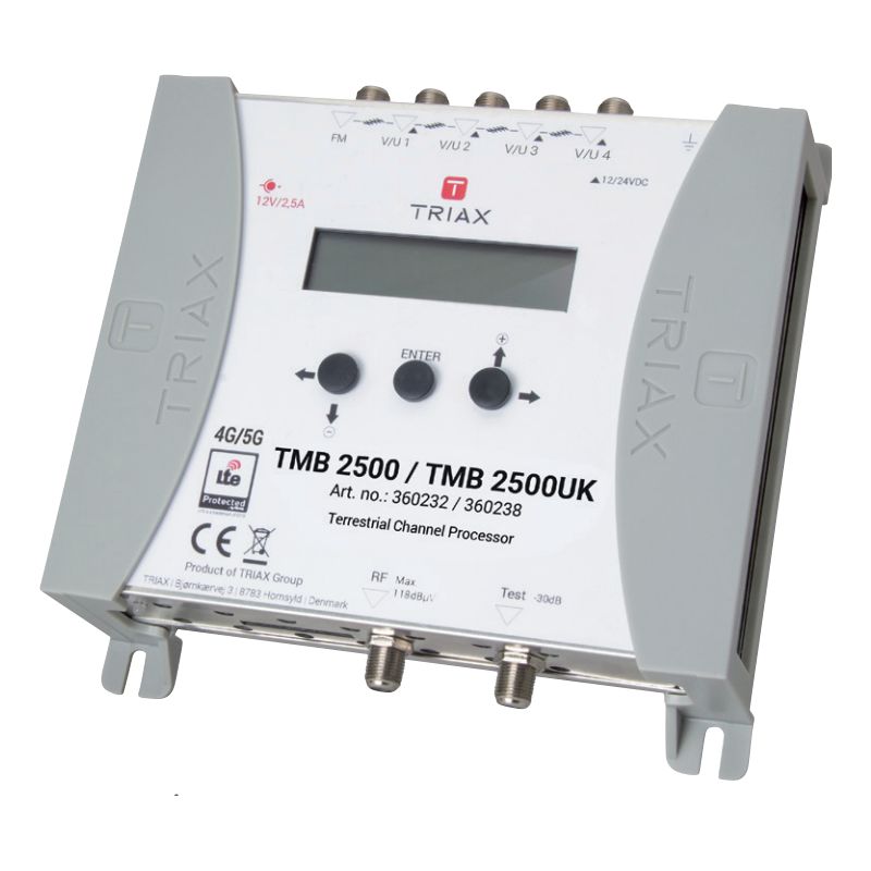 Triax TMB 2500 Amplificateur programmable central 5 entrées FM/4xVHF/UHF LTE 700-5G/800-4G 70dB 32 filtres