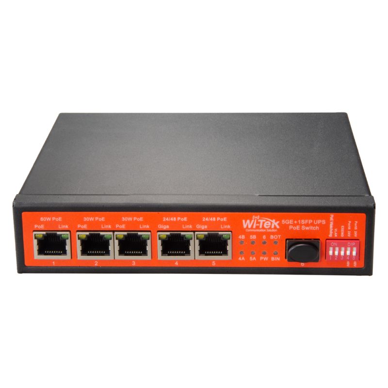 SW0605POE-GF-120W-UPS - Switch PoE, 5 puertos PoE + 1 SFP, Velocidad de…