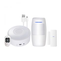 Atmoss Kit de Alarma Smart Home Blanco con sensores y Wifi