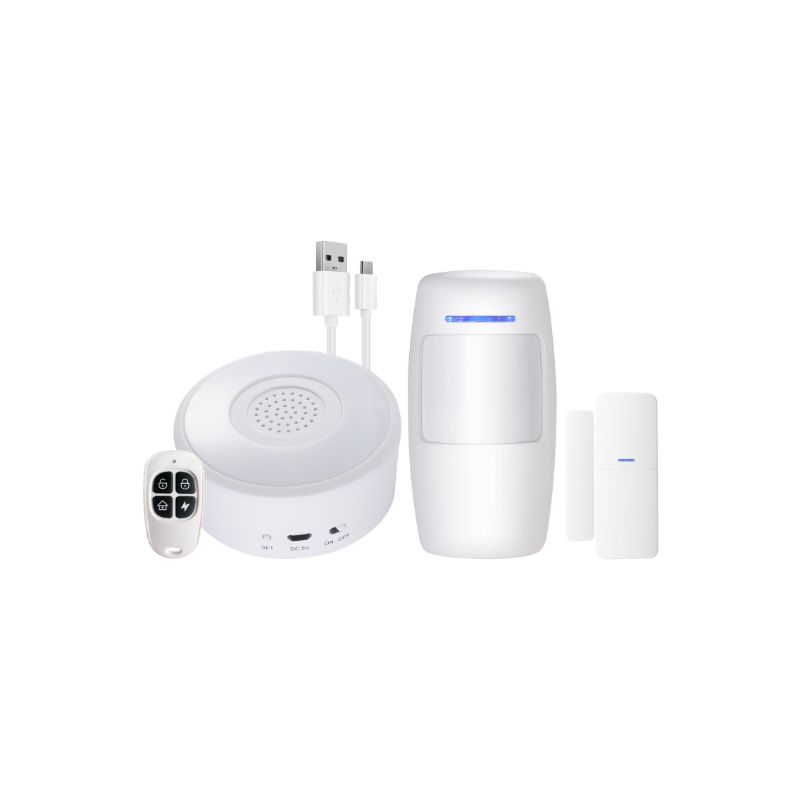 Atmoss Kit de Alarma Smart Home Blanco con sensores y Wifi