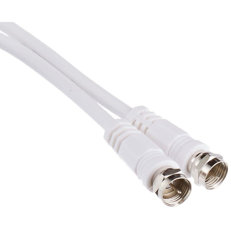 F connector cable - F connector, 100 dB, white, 2.5m