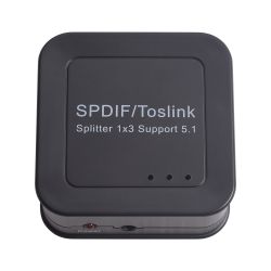 Toslink Spdif Splitter 1x3 de audio óptico digital