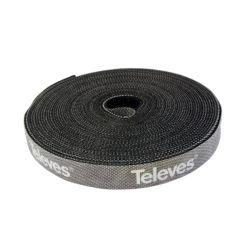 Fita de velcro para cabos de rolo 8m, largura 15mm Preto Televes