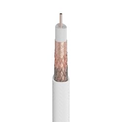 Bobina de plástico 100m Cable Coaxial T-100plus LSFH Dca 16RtC Ø 1,13/4,8/6,6mm Blanco Televes