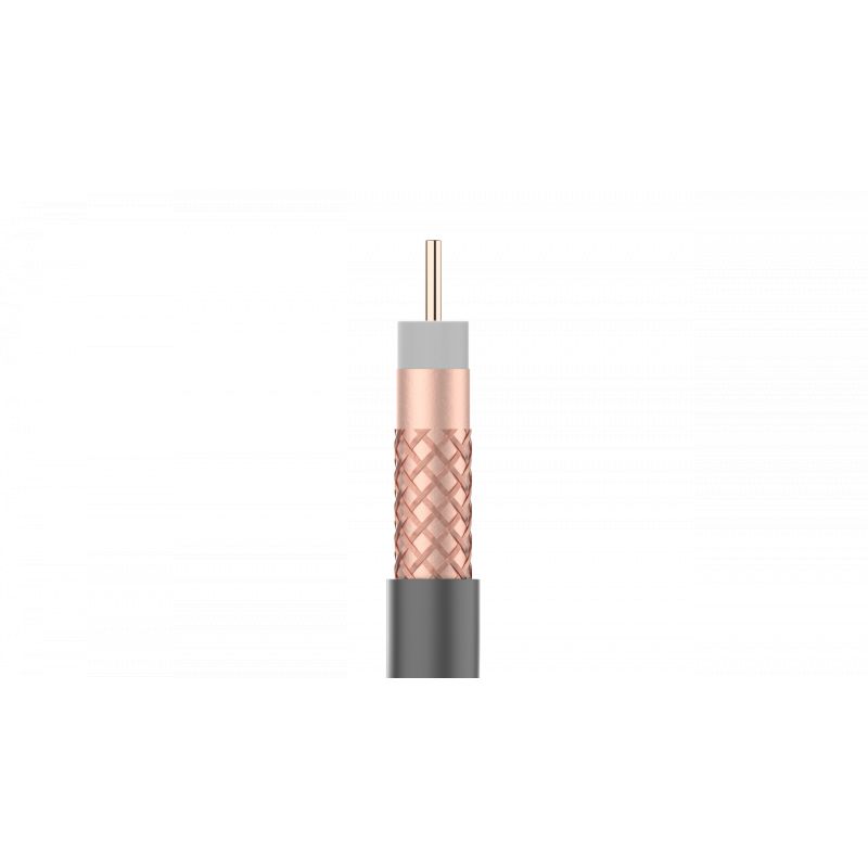 Bobina de madera 500m Cable coaxial de enterrar 1/2" 7RtC Residente UV Dca Clase A Ø 2,7/11,5/15,0mm Gris Televes