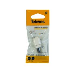 Conector CEI Ø 9,5 mm feminino reto branco Televes