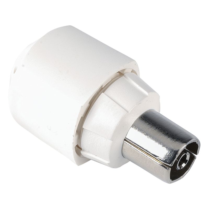 Conector CEI Ø 9,5 mm feminino reto branco Televes