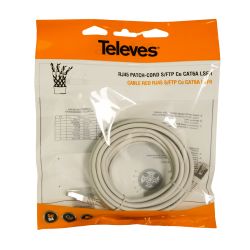 Câble Réseau RJ45 S/FTP Cat 6A Cu LSFH 5m Gris Televes