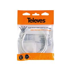 Cable de Red RJ45 U/UTP Cat 6 Cu PVC 1m Blanco Televes