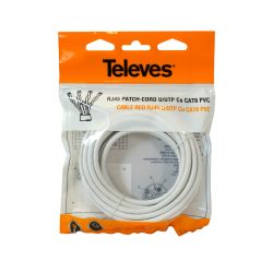 Cable de Red RJ45 U/UTP Cat 6 Cu PVC 5m Blanco Televes