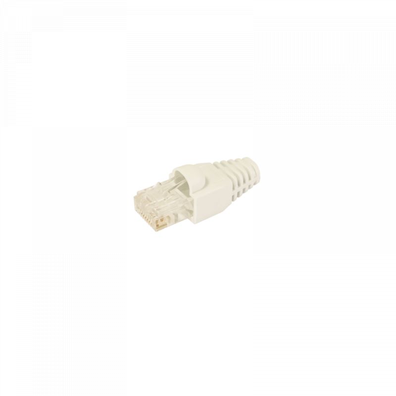 Conector de Datos RJ45 UTP Cat 6 Macho con Protector Blanco Televes (Caja 25 unidades)