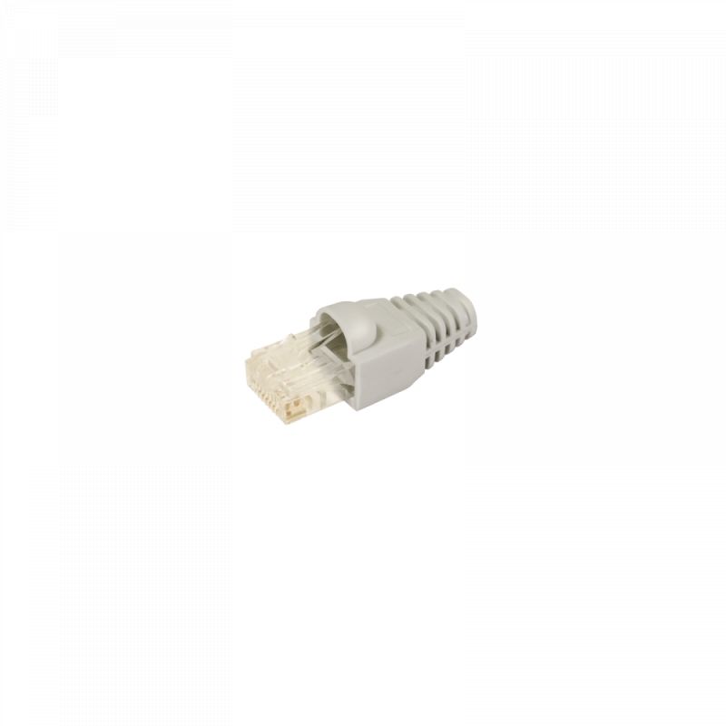 Conector de Datos RJ45 UTP Cat 6 Macho con Protector Gris Televes  (Caja 25 unidades)