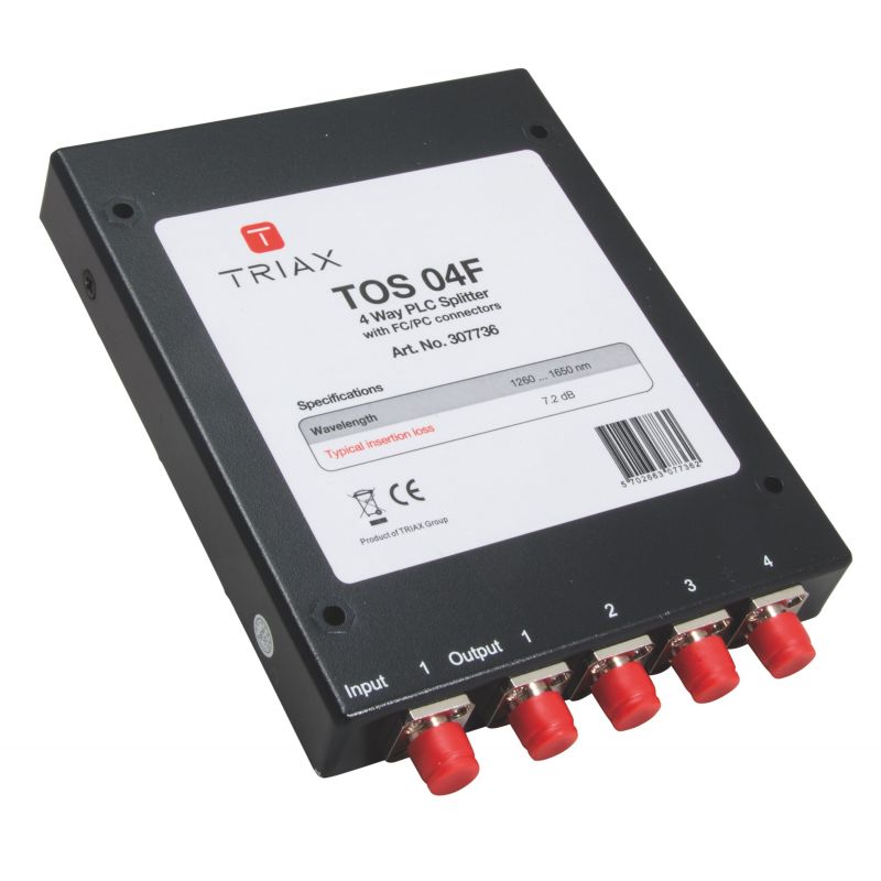 Triax TOS 04 F 1 input, 4 metal outputs, optical splitter distributor, FC/PC connectors, attenuation in distribution 7 dB