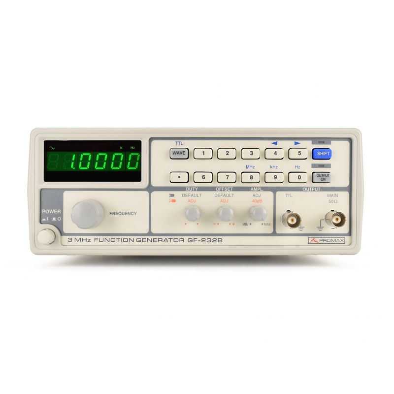 Promax GF-232B Function Generator 3 MHz / 50 ohms. Digital frequency indicator