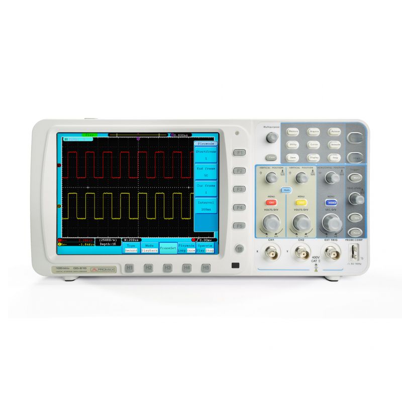 Promax oscilloscope numérique 2 + 1 canaux, 100 MHz, 1 GS / s avec écran 8 "USB, Pass / Fail et LAN