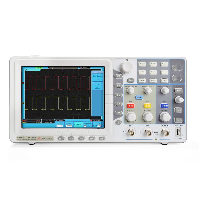 Promax 2.1 osciloscópio digital de canal, 60 MHz e 500 MS / s, com 8 "tela USB, passa / falha e LAN