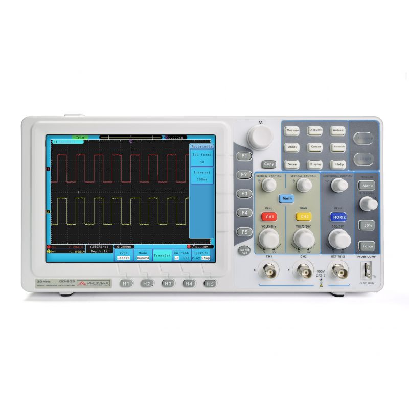 Promax osciloscópio digital 2 + 1 canais, 30 MHz e 250 MS / s, com 8 "tela USB, passa / falha e LAN