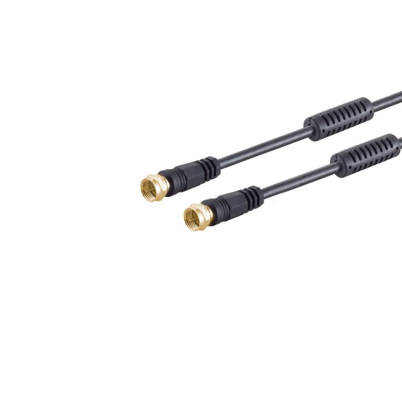 Cable conector F - Conector F, 100dB negro, 1,5m