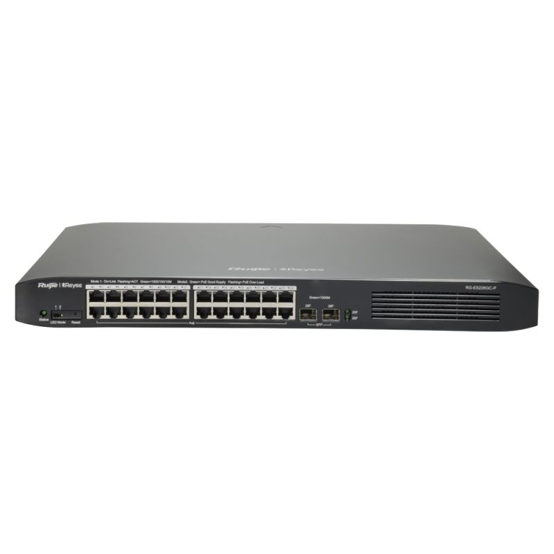 RG-ES226GC-P - Switch, 24 ports PoE +2 SFP Uplink, Vitesse des ports…