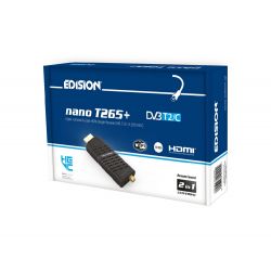 Edision Nano T265+ Digital Terrestre e Cabo HDMI dongle Receptor DVB-T2 / C H.265 / HEVC 10 bits