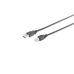 Cabo adaptador USB-A, USB-B, 2.0, preto, 1m