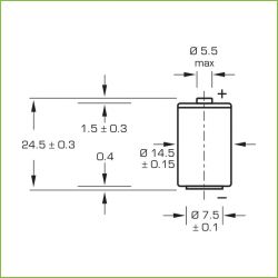 Saft LS14250 BATERIA DE LÍTIO SAFT 1/2AA 3,6V 1,2AH PCL7409B