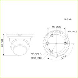 Dahua IPC-HDW5449TM-SE-LED Dôme IP H265 4M COULEUR WDR 140dB…