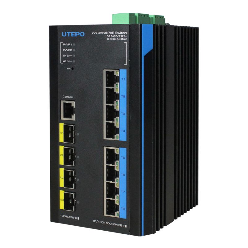 Utepo UTP7608GE-POE-IE Switch PoE Industrial Fast-Ring 8 portas…