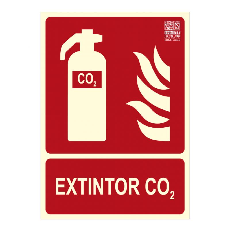 Implaser EX224N-A4 Sinal de extintor de CO2 29,7x21cm