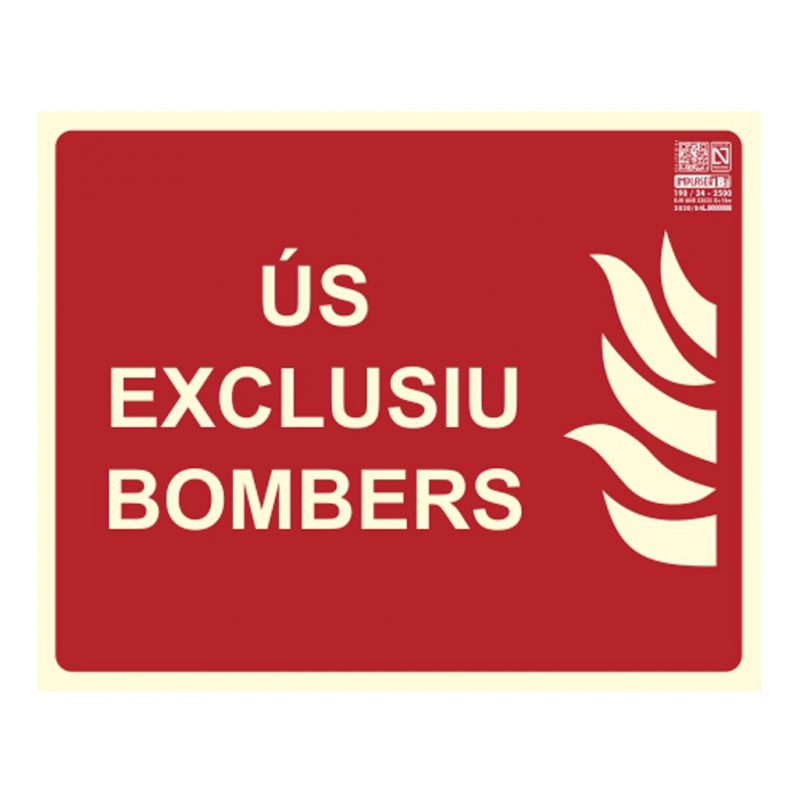 Implaser EX218N-CAT Senyal us exclusiu bombers en català 25x20cm