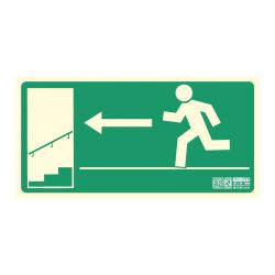 Implaser EV259N Left Stairway Down Exit Sign 32x16cm