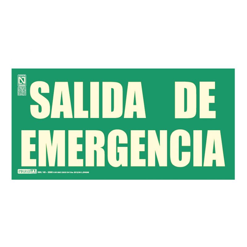 Implaser EV293N Señal salida de emergencia 29,7x14,8cm