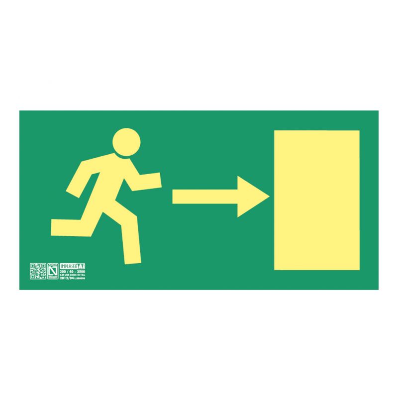 Implaser EV255L-20M Right exit sign Class A 63.2x31.6cm. 20m