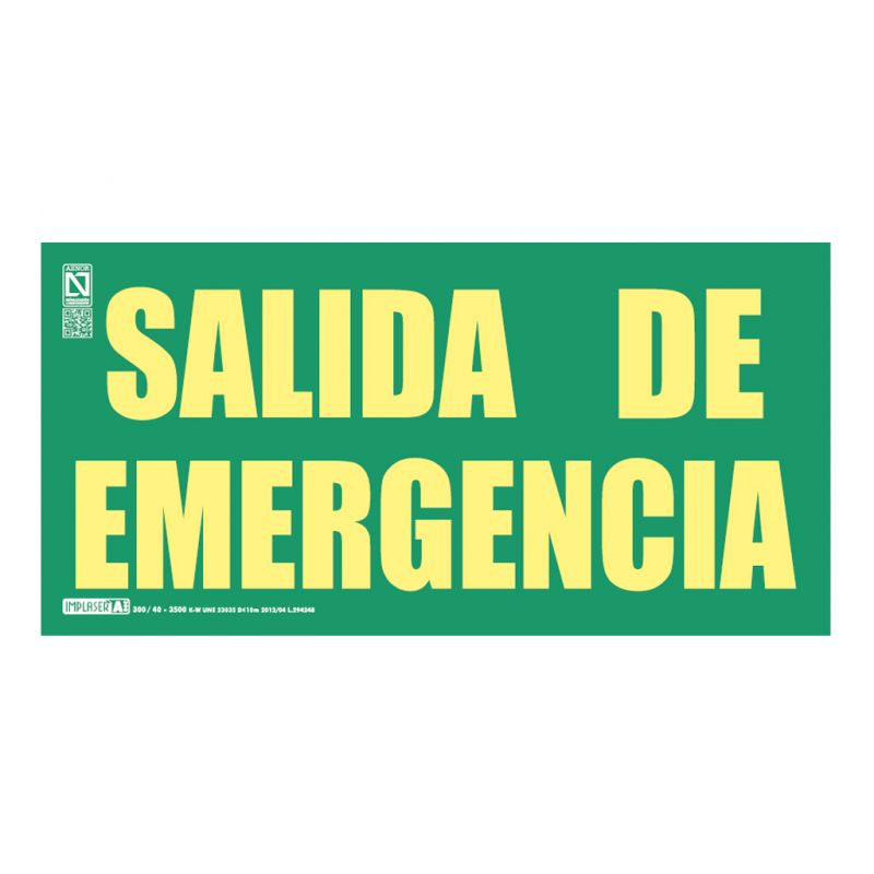 Implaser EV293L Señal salida de emergencia Clase A 29,7x14,8cm