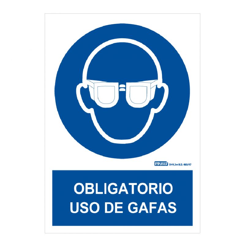 Implaser OB03-A4 Señal obligatorio uso de gafas 29,7X21cm